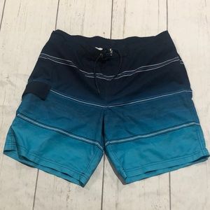 George blue striped patterned swim shorts